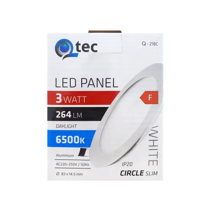 LED indbygningslampe QTEC LED/3W/230V 6500K diameter 8,3 cm