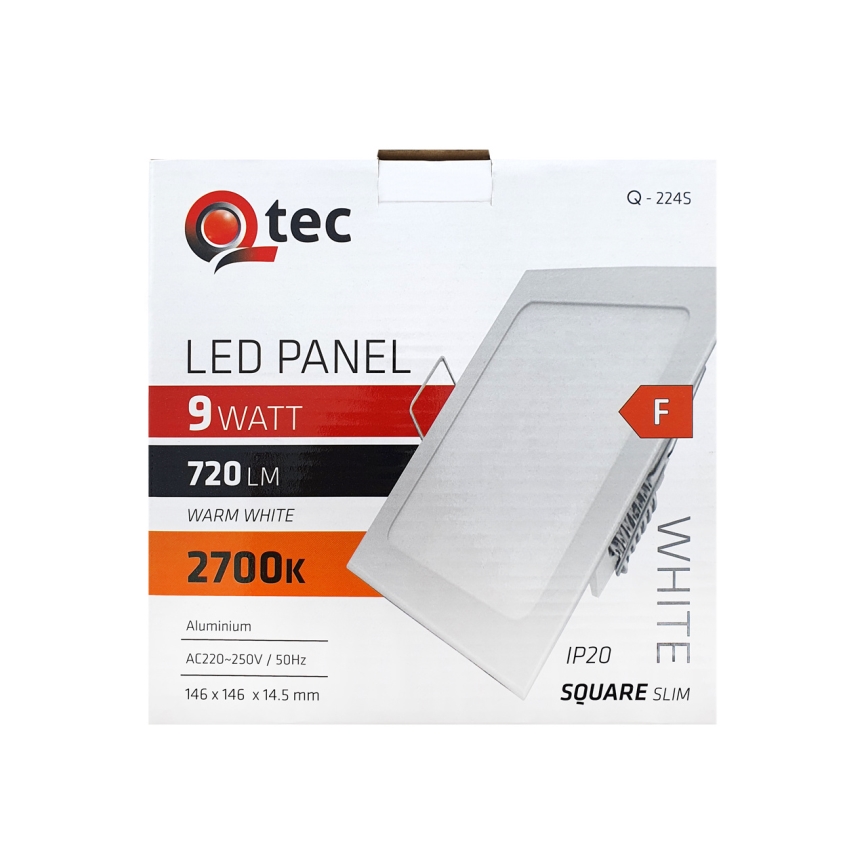 LED indbygningslampe QTEC LED/9W/230V 2700K 14,6x14,6 cm