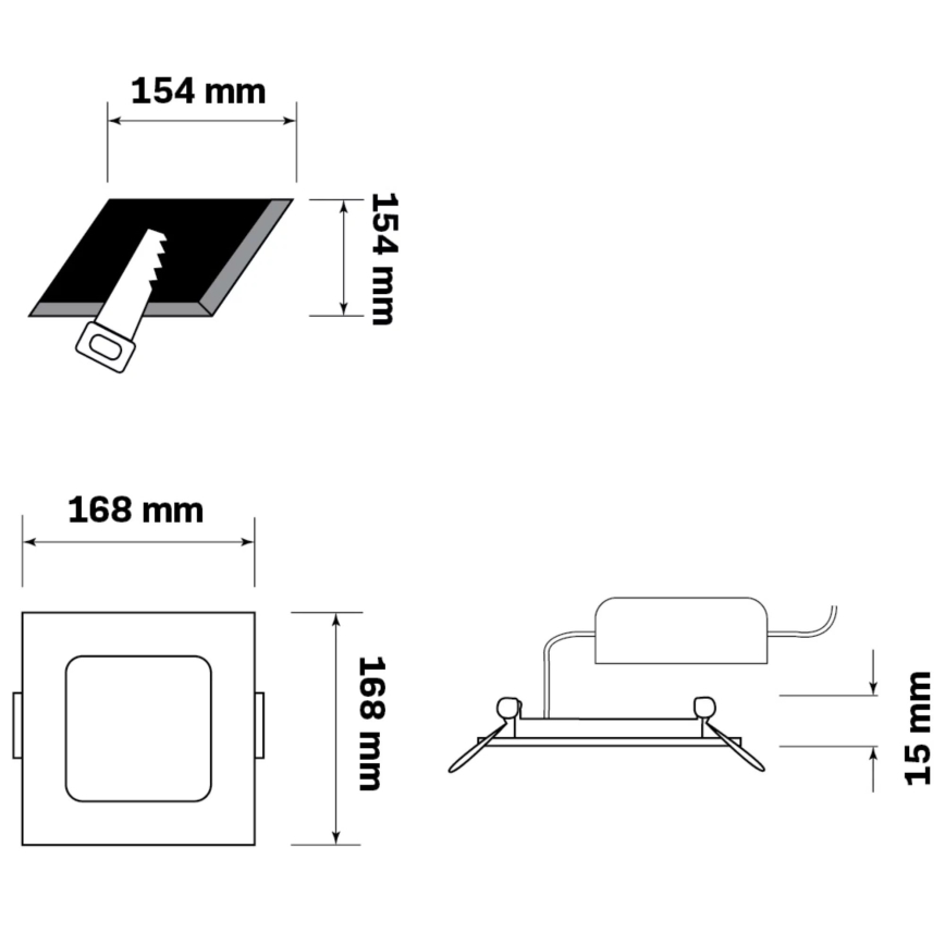 LED indbygningslampe RIGEL LED/10W/230V 4000K 16,8x16,8 cm sort