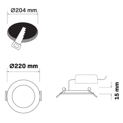 LED indbygningslampe RIGEL LED/14W/230V 4000K diameter 22 cm sort