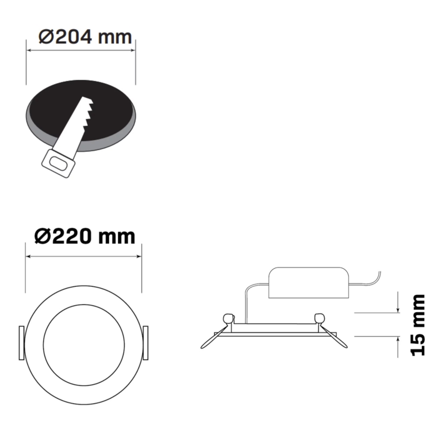 LED indbygningslampe RIGEL LED/14W/230V 4000K diameter 22 cm sort