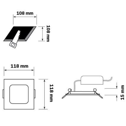 LED indbygningslampe RIGEL LED/4,8W/230V 4000K 11,8x11,8 cm sort