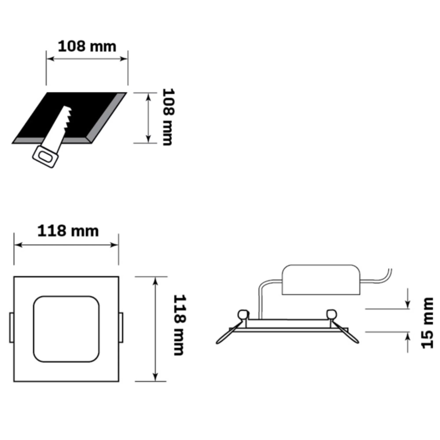 LED indbygningslampe RIGEL LED/4,8W/230V 4000K 11,8x11,8 cm sort