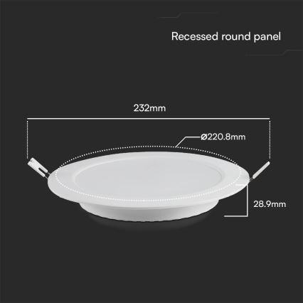 LED indbygningslampe SAMSUNG CHIP LED/18W/230V 6500K diameter 22 cm hvid