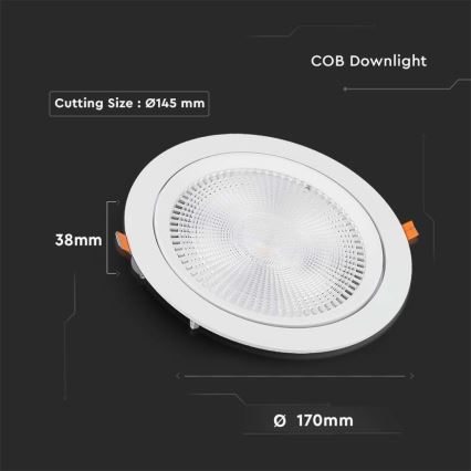 LED indbygningslampe SAMSUNG CHIP LED/20W/230V 3000K