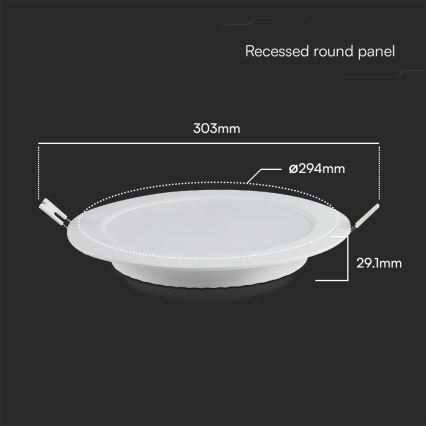 LED indbygningslampe SAMSUNG CHIP LED/24W/230V 3000K diameter 29,4 cm hvid