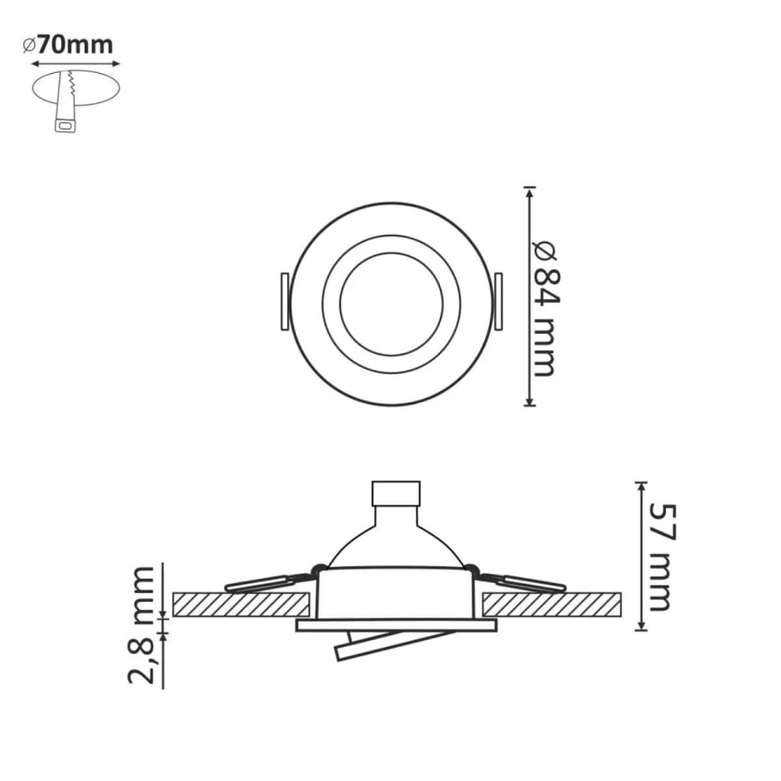 LED indbygningslampe SOL OLAL 1xGU10/3,5W/230V 3000K diameter 8,4 cm guldfarvet