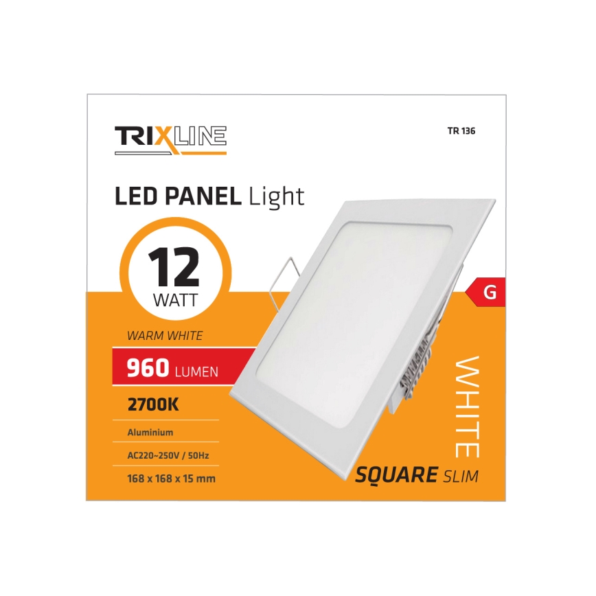 LED indbygningslampe SQUARE LED/12W/230V 2700K