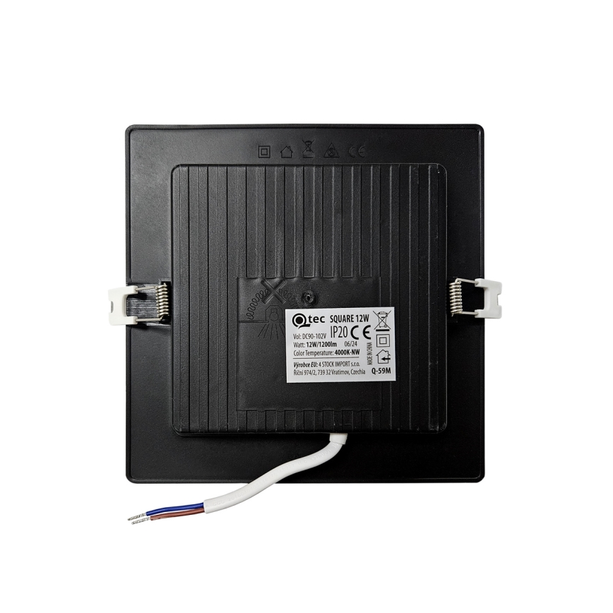 LED indbygningslampe SQUARE LED/12W/230V 4000K 17x17 cm sort
