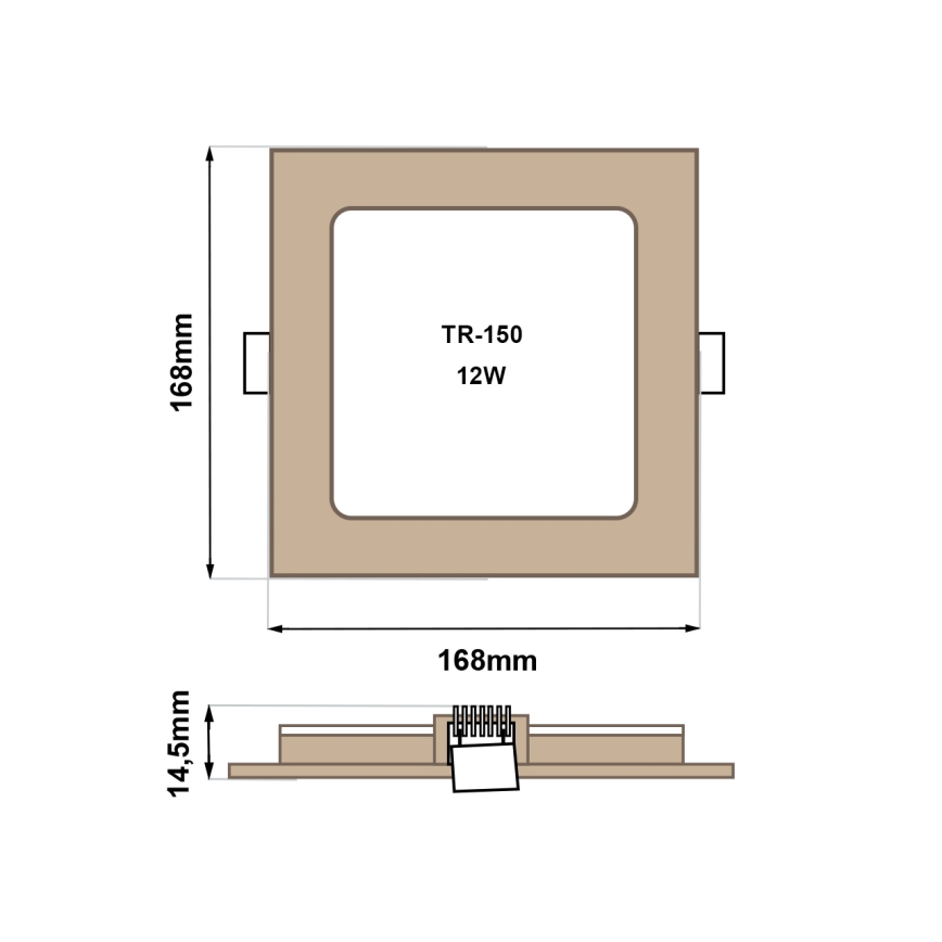 LED indbygningslampe SQUARE LED/12W/230V 4200K 16,8x16,8 cm brun