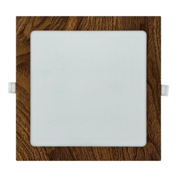 LED indbygningslampe SQUARE LED/18W/230V 4200K 22x22 cm brun