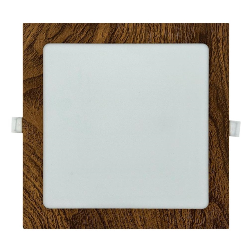 LED indbygningslampe SQUARE LED/18W/230V 4200K 22x22 cm brun