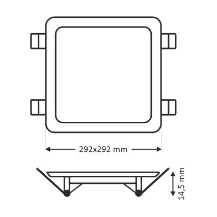 LED indbygningslampe SQUARE LED/24W/230V 4200K 29,2x29,2 cm brun