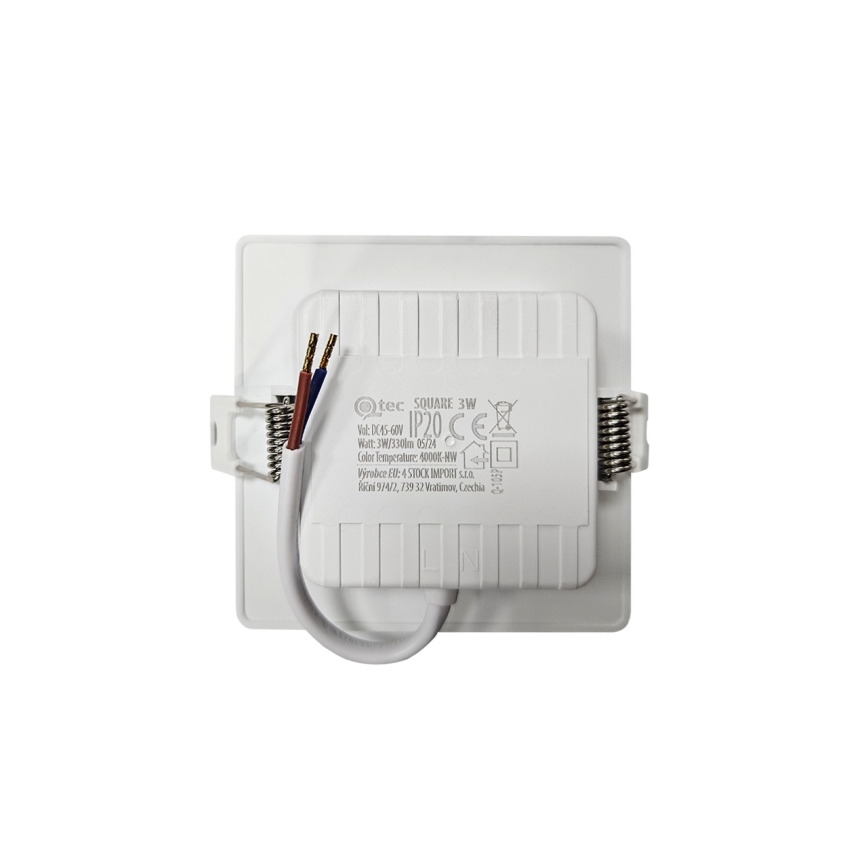 LED indbygningslampe SQUARE LED/3W/230V 4000K 9x9 cm hvid