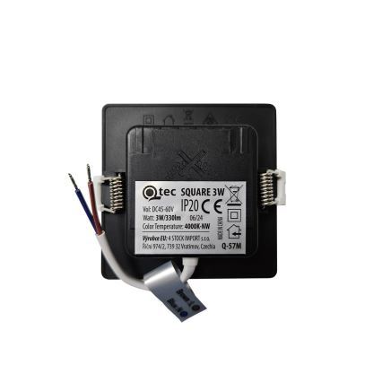 LED indbygningslampe SQUARE LED/3W/230V 4000K 9x9 cm sort
