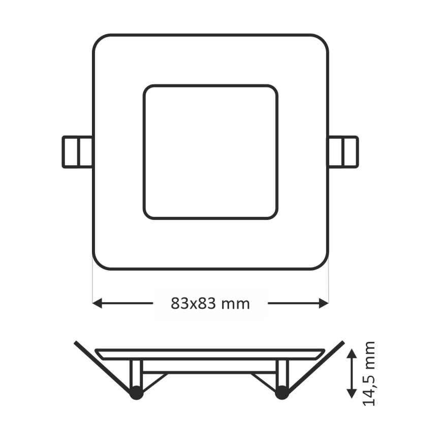 LED indbygningslampe SQUARE LED/3W/230V 4200K 8,3x8,3 cm hvid