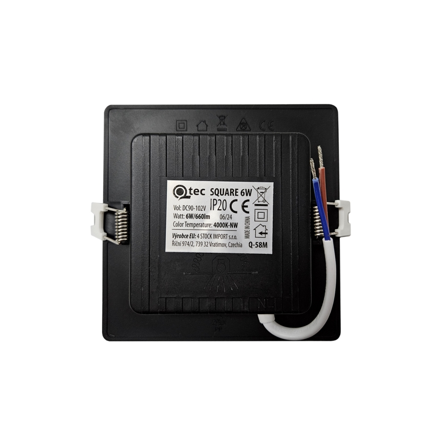 LED indbygningslampe SQUARE LED/6W/230V 4000K 12x12 cm sort