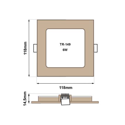 LED indbygningslampe SQUARE LED/6W/230V 4200K 11,8x11,8 cm brun