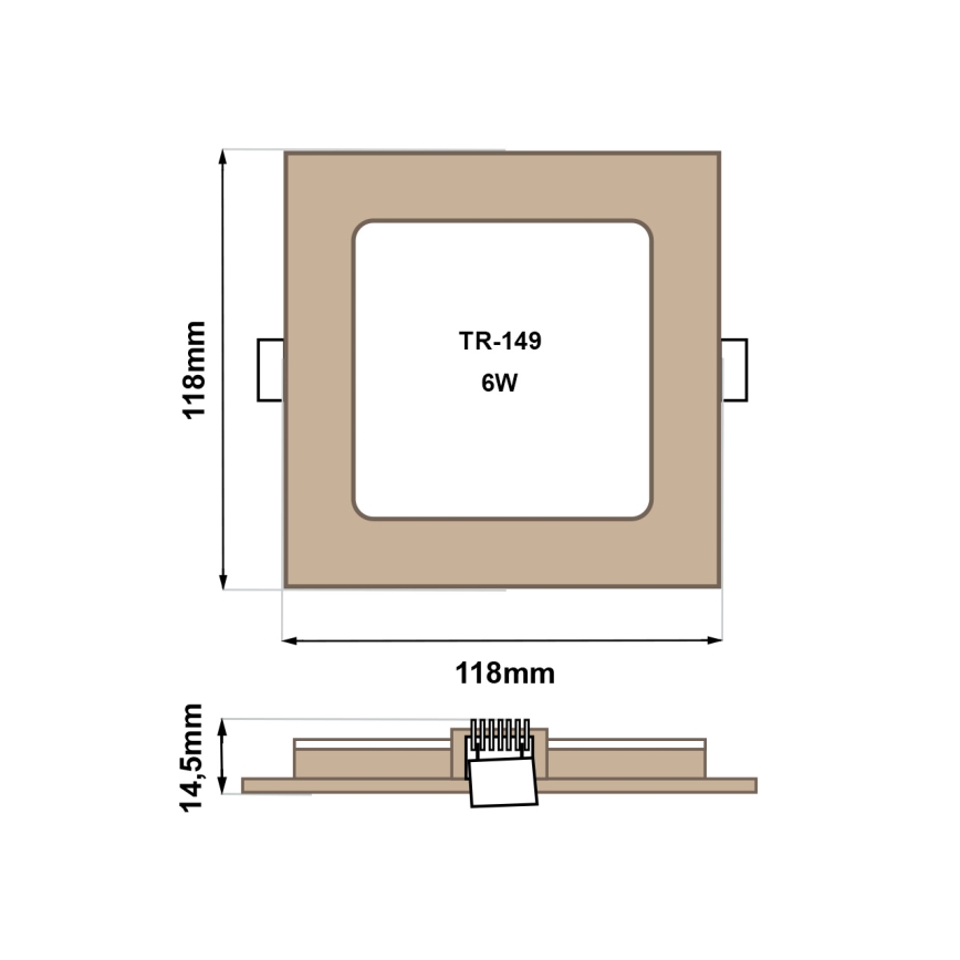 LED indbygningslampe SQUARE LED/6W/230V 4200K 11,8x11,8 cm brun