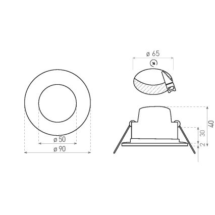 LED indbygningslampe til badeværelse BONO LED/5W/230V 3000K IP65 sort
