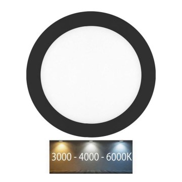 LED indbygningslampe til badeværelse LADA LED/18W/230V 3000/4000/6000K diameter 22 cm IP44 sort
