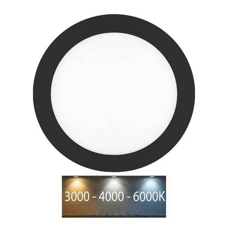 LED indbygningslampe til badeværelse LADA LED/18W/230V 3000/4000/6000K diameter 22 cm IP44 sort