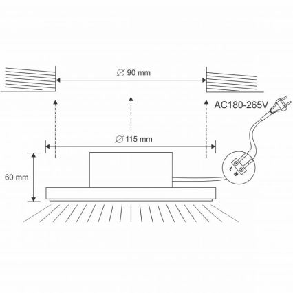 LED indbygningslampe til badeværelse LED/10W/230V 4000K hvid IP44