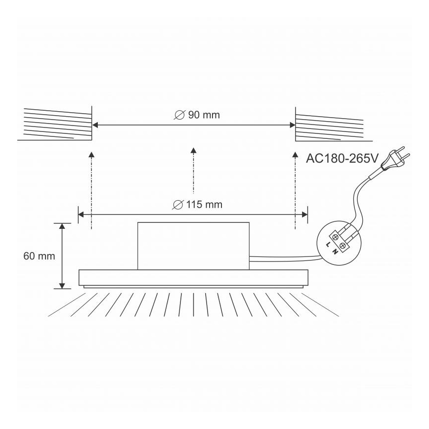 LED indbygningslampe til badeværelse LED/10W/230V 4000K hvid IP44