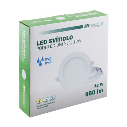 LED indbygningslampe til badeværelse LED/12W/230V 3000/4000/6000K IP44