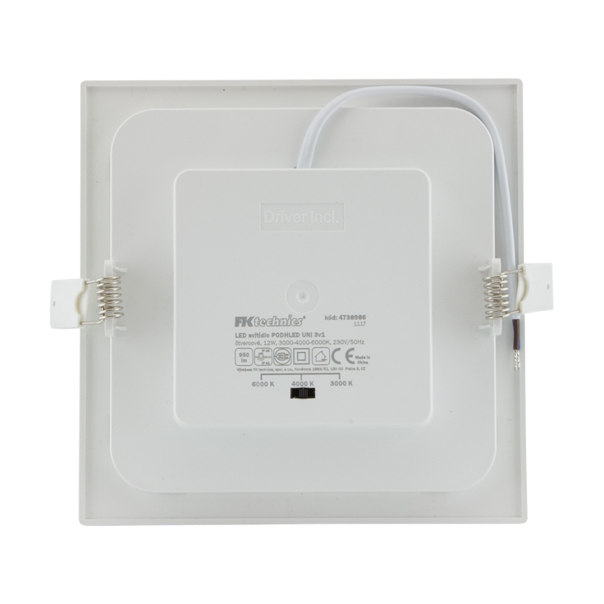 LED indbygningslampe til badeværelse LED/12W/230V 3000/4000/6000K IP44