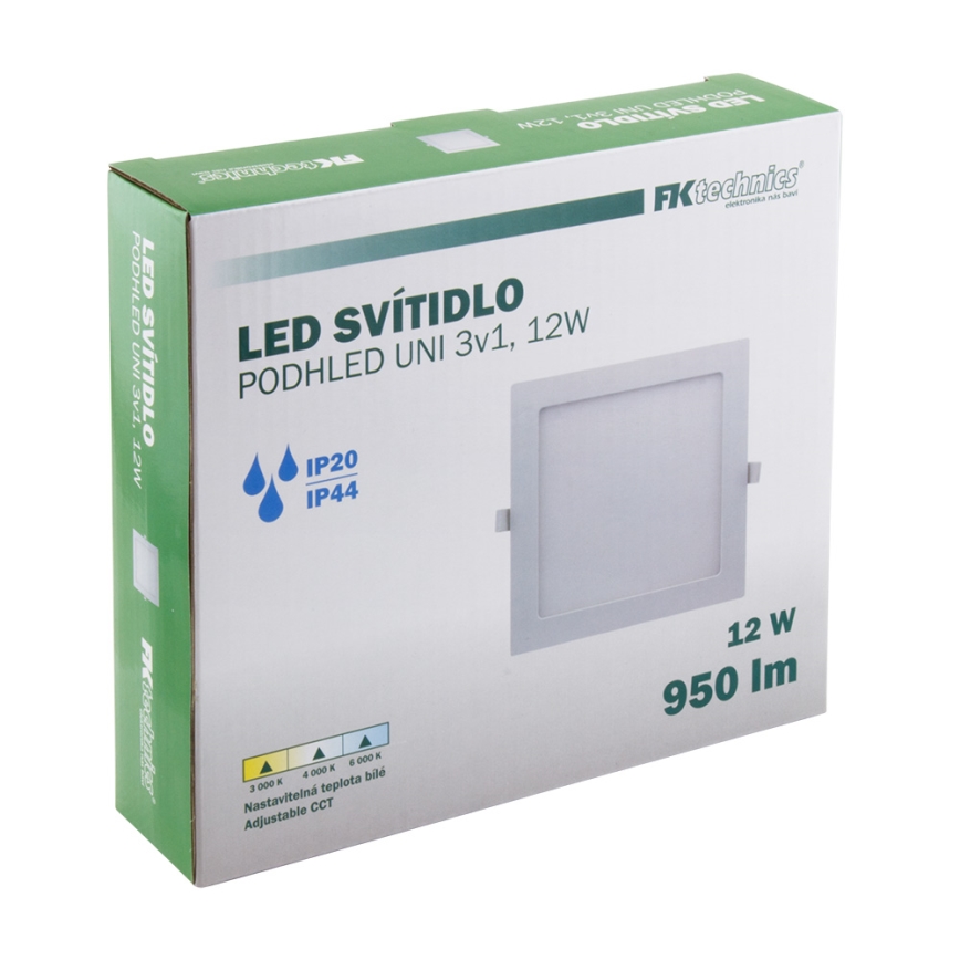 LED indbygningslampe til badeværelse LED/12W/230V 3000/4000/6000K IP44