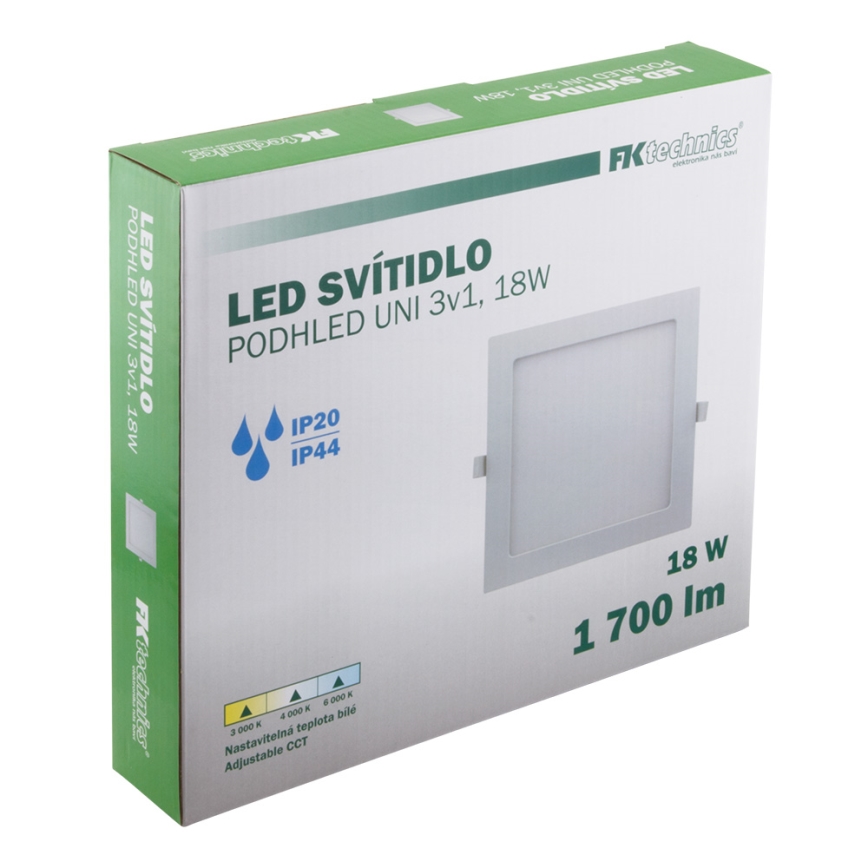 LED indbygningslampe til badeværelse LED/18W/230V 3000/4000/6000K IP44