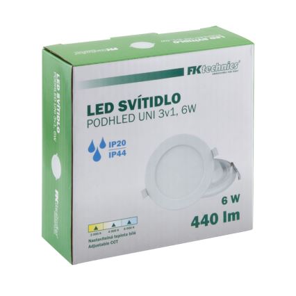 LED indbygningslampe til badeværelse LED/6W/230V 3000/4000/6000K IP44