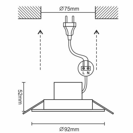 LED indbygningslampe til badeværelse LED/7W/230V 3000K hvid IP44