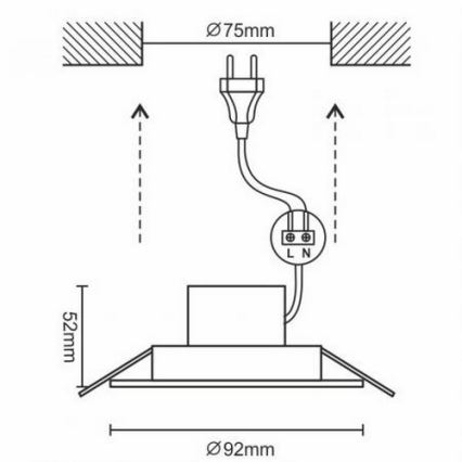 LED indbygningslampe til badeværelse LED/7W/230V 4000K hvid IP44