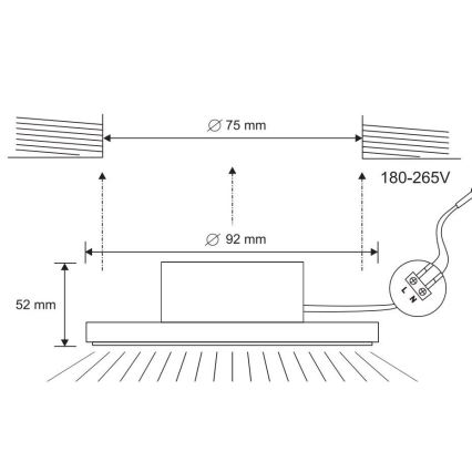 LED indbygningslampe til badeværelse LED/7W/230V 4000K sort IP44