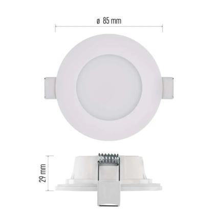 LED indbygningslampe til badeværelse LORI LED/4,5W/230V IP65 2700/4000K diameter 8,5 cm hvid