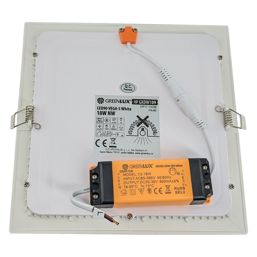 LED indbygningslampe til badeværelse VEGA LED/18W/230V 3800K 22,5 cm IP44
