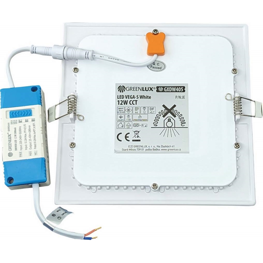 LED indbygningslampe VEGA LED/12W/230V 2900/3900/5800K 17,5x17,5 cm hvid