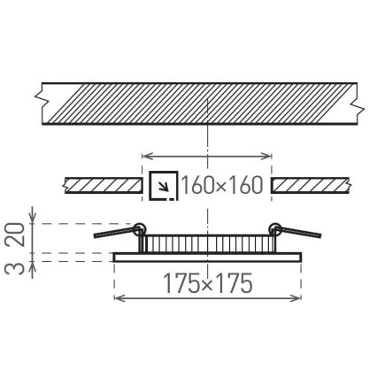 LED indbygningslampe VEGA LED/12W/230V 2900/3900/5800K 17,5x17,5 cm sort