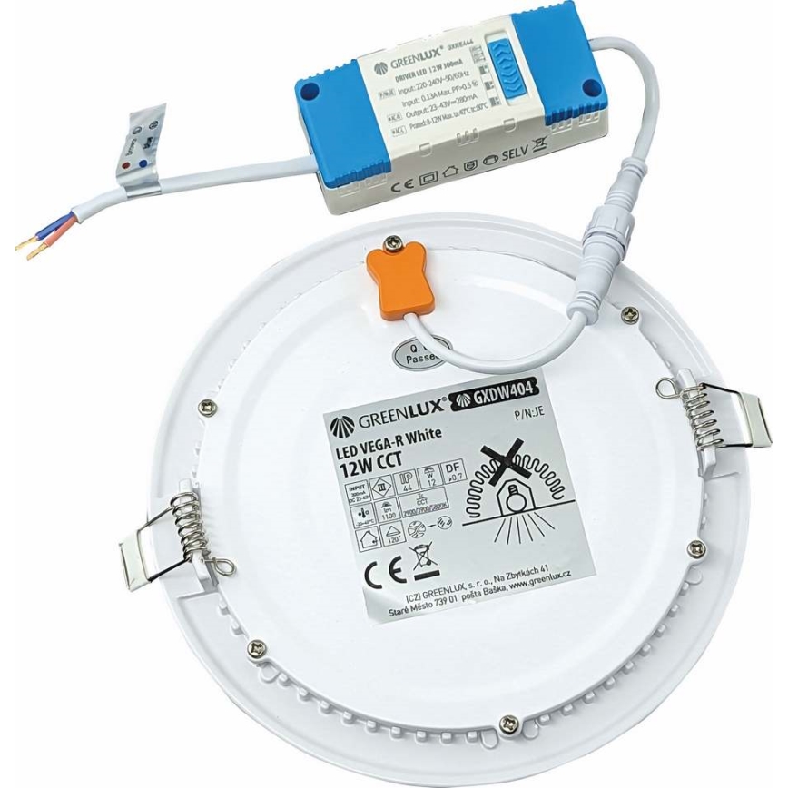 LED indbygningslampe VEGA LED/12W/230V 2900/3900/5800K diameter 17,5 cm hvid
