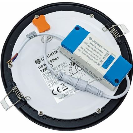LED indbygningslampe VEGA LED/12W/230V 2900/3900/5800K diameter 17,5 cm sort