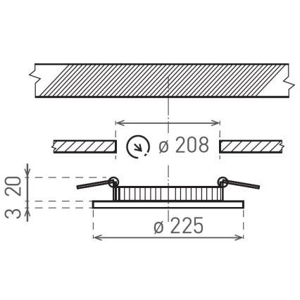 LED indbygningslampe VEGA LED/18W/230V 2900/3900/5800K diameter 22,5 cm sort