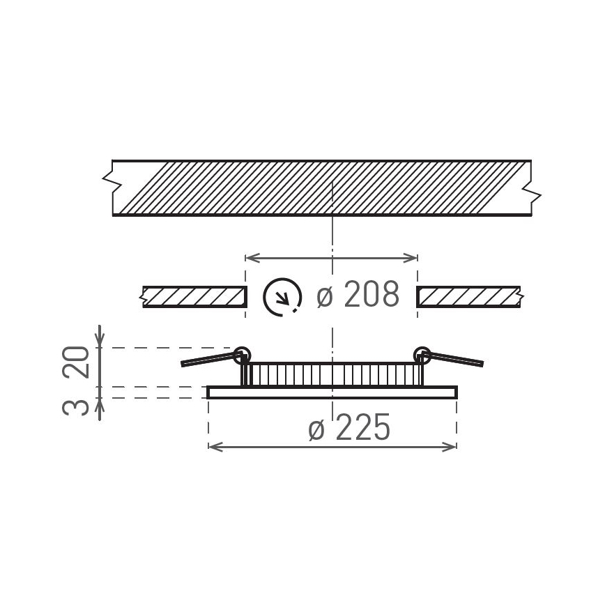 LED indbygningslampe VEGA LED/18W/230V 2900/3900/5800K diameter 22,5 cm sort