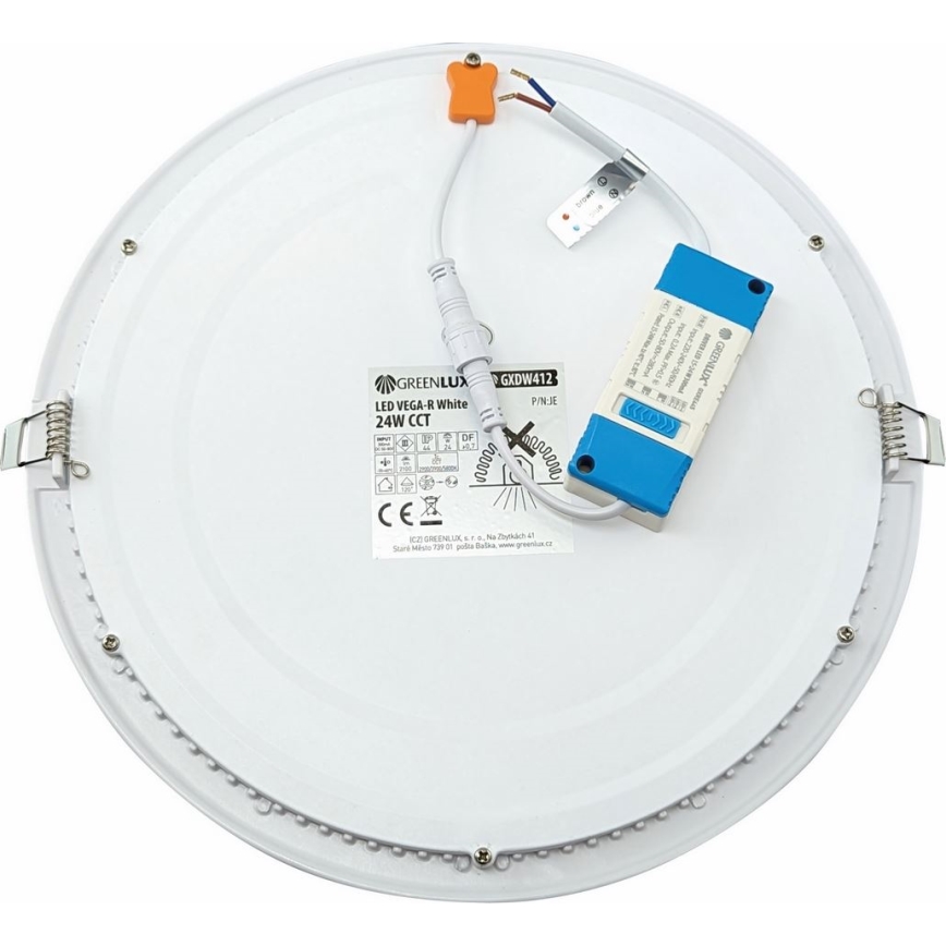 LED indbygningslampe VEGA LED/24W/230V 2900/3900/5800K diameter 30 cm hvid