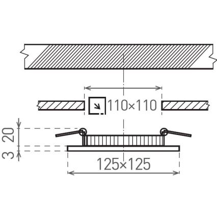 LED indbygningslampe VEGA LED/6W/230V 2900/3900/5800K 12,5x12,5 cm sort
