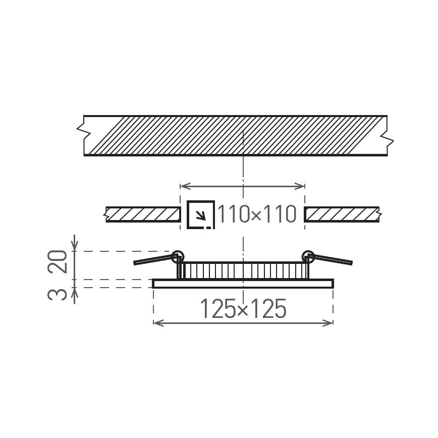 LED indbygningslampe VEGA LED/6W/230V 2900/3900/5800K 12,5x12,5 cm sort