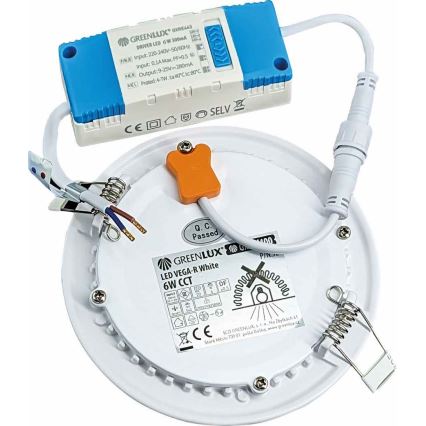 LED indbygningslampe VEGA LED/6W/230V 2900/3900/5800K diameter 12,5 cm hvid