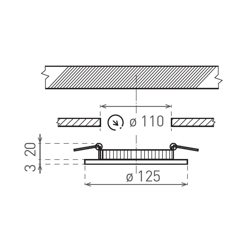 LED indbygningslampe VEGA LED/6W/230V 2900/3900/5800K diameter 12,5 cm sort