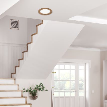LED indbygningslampe WOODY SPOT LED/16,5W/230V 4000K valnød ø 18,5 cm